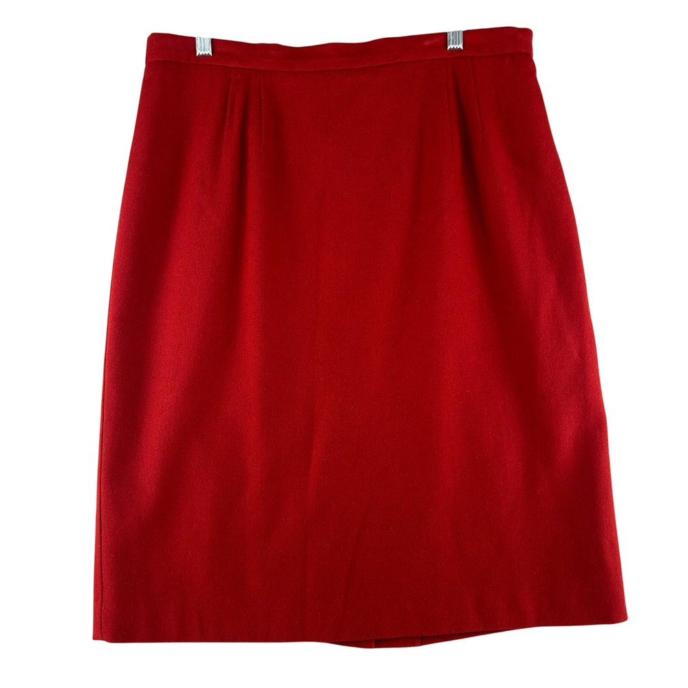 Worthington Red 100% Wool Pleated Lined‎ Knee Length Skirt Womens Size 18 Career